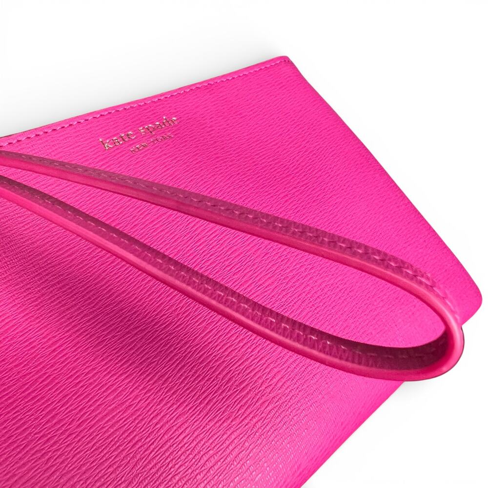 KATE SPADE Keaton Pouch Wristlet Magenta Pink New York Textured PVC Clutch Bag - Picture 6 of 8